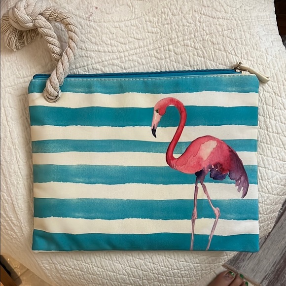 Striped Flamingo Clutch with cooler lining - Picture 2 of 6